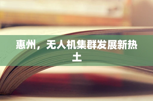 惠州，无人机集群发展新热土