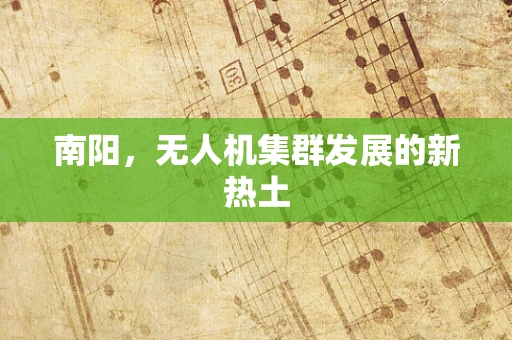 南阳，无人机集群发展的新热土