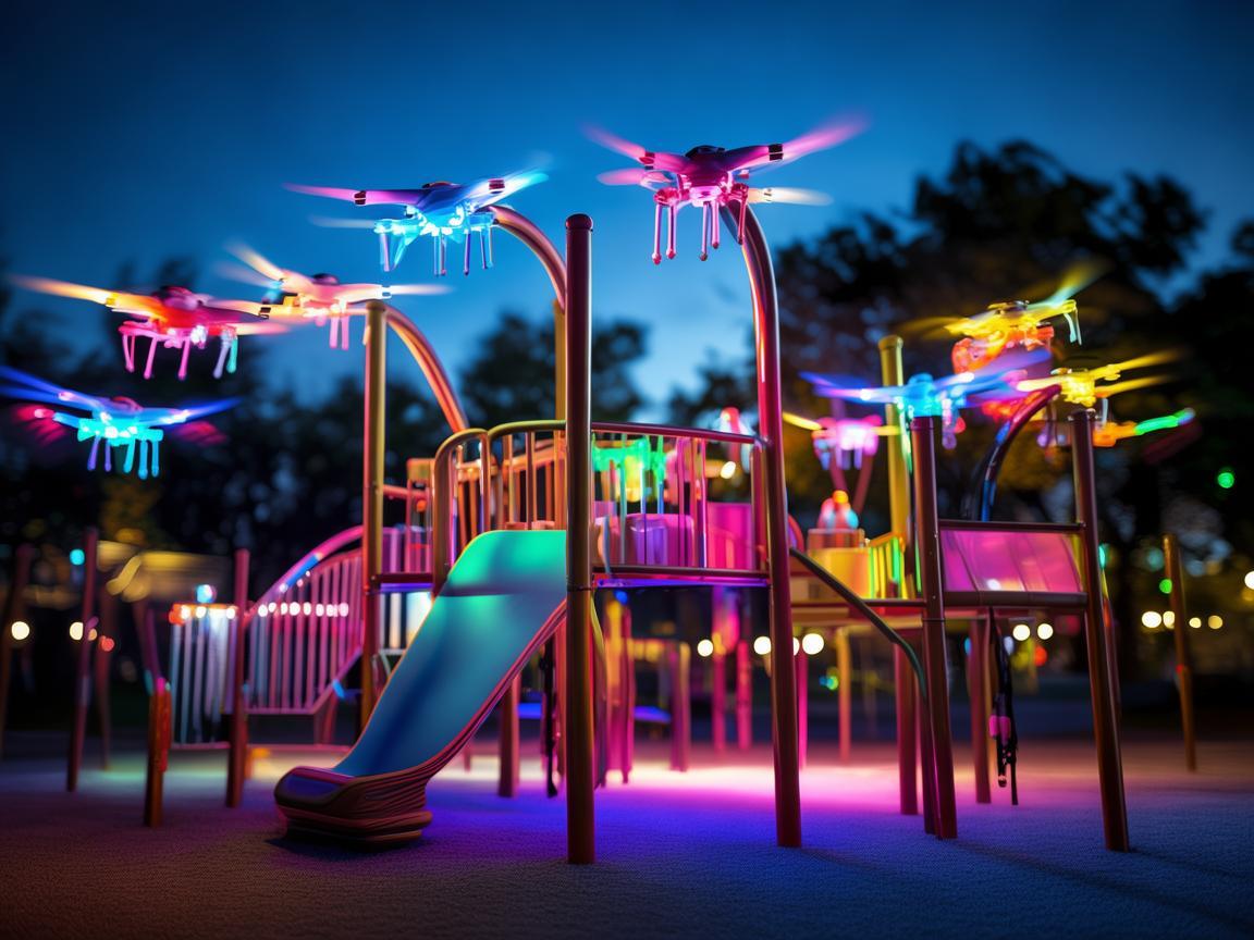无人机集群点亮幼儿园游乐场 无人机集群点亮幼儿园游乐场