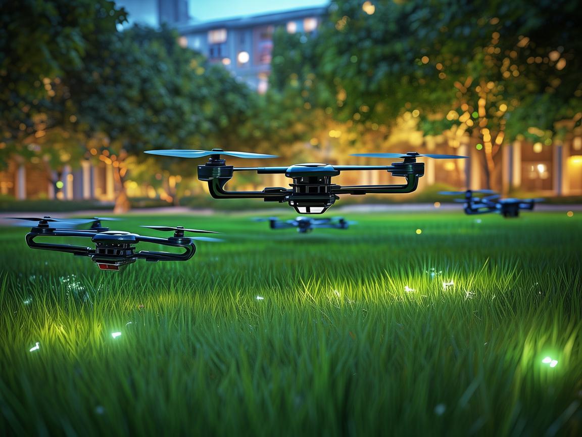 无人机集群点亮绿地广场草坪