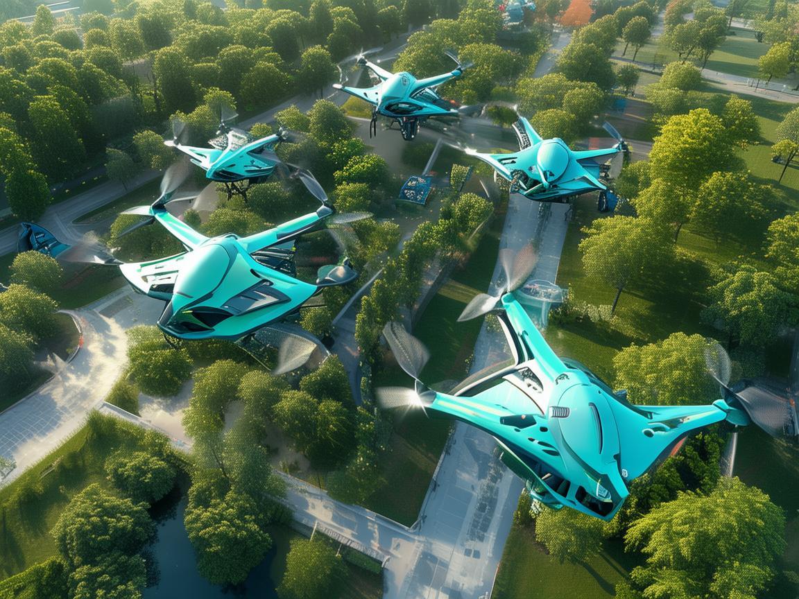 公园上空的无人机集群新景